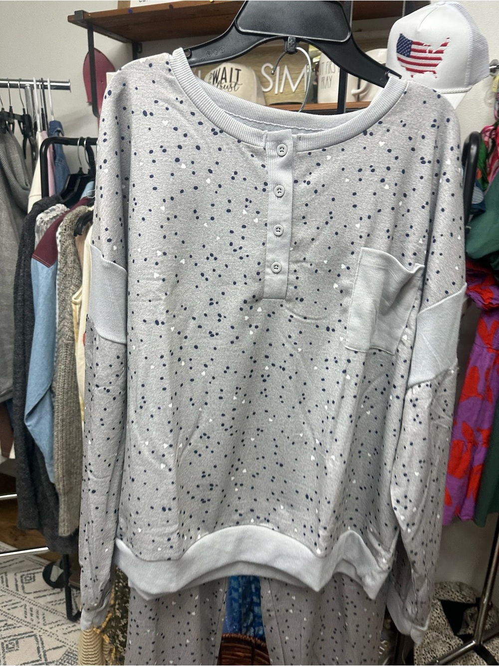 Splendid Light Gray Speckled Two-Piece Pajama Set - Picture 3 of 6